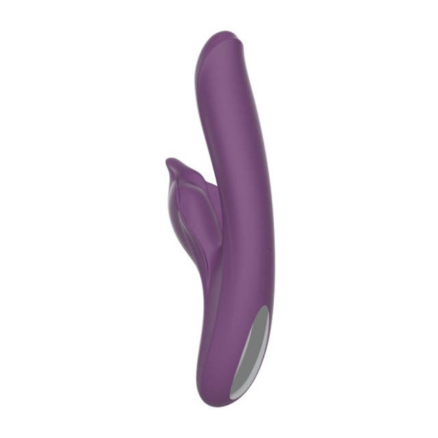 9.46" Dark Purple Rechargeable Silicone Rabbit Vibrator – 10 Vibrating + 7 Thrusting + 5 Tapping Modes Triple Stimulation Design