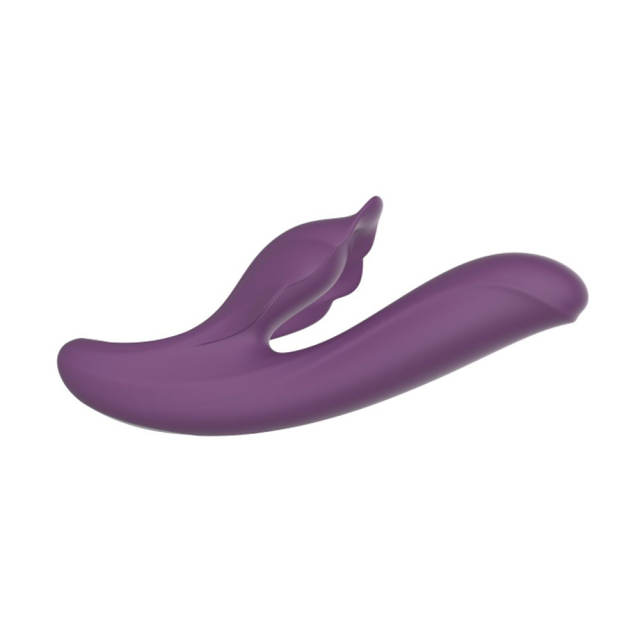 9.46" Dark Purple Rechargeable Silicone Rabbit Vibrator – 10 Vibrating + 7 Thrusting + 5 Tapping Modes Triple Stimulation Design