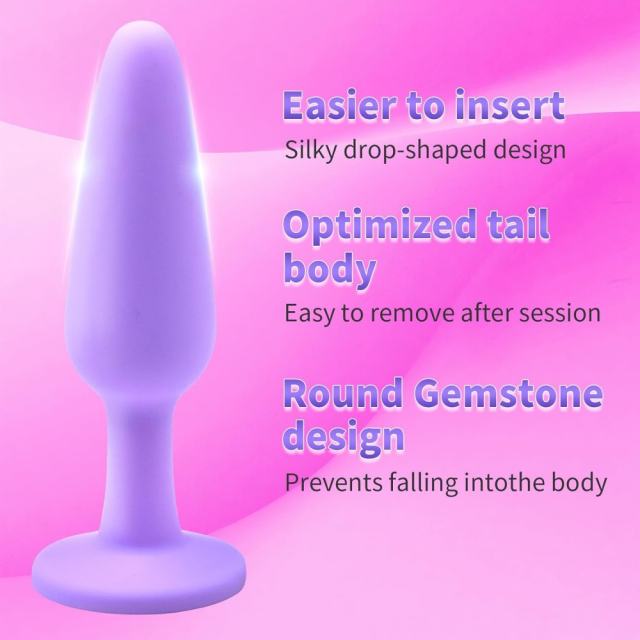 3 Sizes Purple Silicone Anal Plug Set – Progressive Training Kit with Gem Base Design