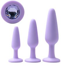 3 Sizes Purple Silicone Anal Plug Set – Progressive Training Kit with Gem Base Design