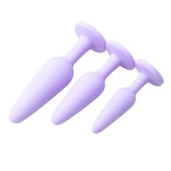 3 Sizes Purple Silicone Anal Plug Set – Progressive Training Kit with Gem Base Design