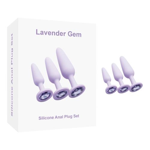 Customizable 3 Sizes Purple Silicone Anal Plug Set – Progressive Training Kit with Gem Base Design