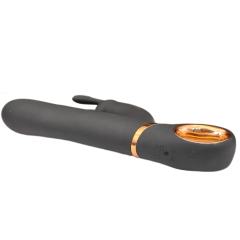 9.06" Black Rechargeable Silicone Rabbit Vibrator – 13 Vibrating + 3 Swinging Modes Dual Stimulation Design