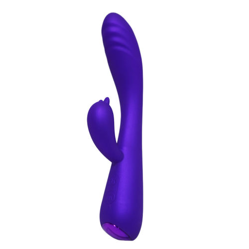 8.47" Metallic Purple Rechargeable Silicone Rabbit Vibrator – 10 Vibrating Modes Dual Stimulation Design