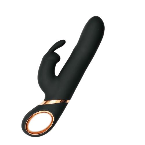 9.06" Black Rechargeable Silicone Rabbit Vibrator – 13 Vibrating + 3 Swinging Modes Dual Stimulation Design