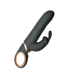 9.06" Black Rechargeable Silicone Rabbit Vibrator – 13 Vibrating + 3 Swinging Modes Dual Stimulation Design
