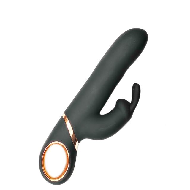 9.06" Black Rechargeable Silicone Rabbit Vibrator – 13 Vibrating + 3 Swinging Modes Dual Stimulation Design