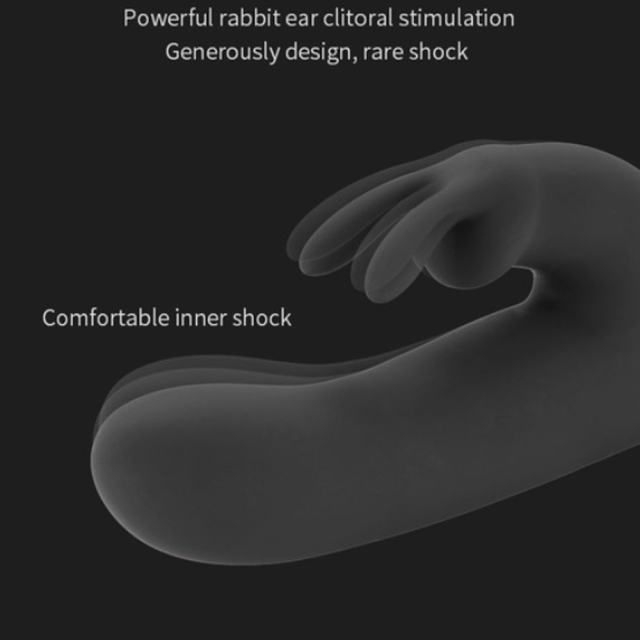 9.06" Black Rechargeable Silicone Rabbit Vibrator – 13 Vibrating + 3 Swinging Modes Dual Stimulation Design