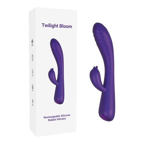 8.47" Metallic Purple Rechargeable Silicone Rabbit Vibrator – 10 Vibrating Modes Dual Stimulation Design