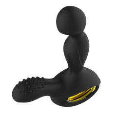 5.71" Black Rechargeable Silicone Prostate Massager – 10 Vibrating + 3 Rotating Modes with Heating & Remote Control