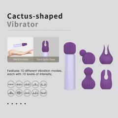 3.55" Purple Rechargeable Silicone Clitoral Vibrator – 10 Vibrating Modes with 5 Interchangeable Heads