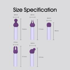 3.55" Purple Rechargeable Silicone Clitoral Vibrator – 10 Vibrating Modes with 5 Interchangeable Heads
