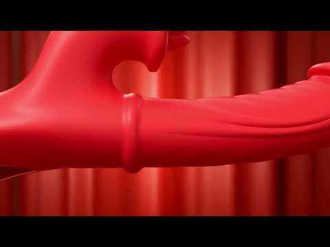 Customizable 9.65" Red Rechargeable Silicone Rabbit Vibrator – 10 Vibrating + 10 Licking + 7 Thrusting + 7 Beads Motion Modes