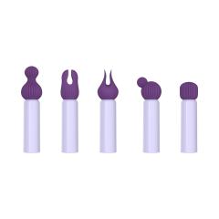 3.55" Purple Rechargeable Silicone Clitoral Vibrator – 10 Vibrating Modes with 5 Interchangeable Heads