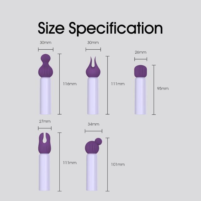 3.55" Purple Rechargeable Silicone Clitoral Vibrator – 10 Vibrating Modes with 5 Interchangeable Heads