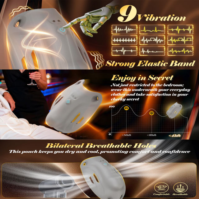 9 Vibrating Modes Wearable Grey Rechargeable Silicone App-Controlled Panty Vibrator