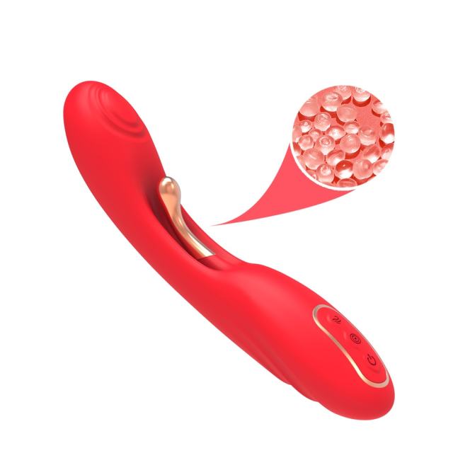 9-Mode Waterproof Rechargeable Red Silicone Vibrator with Targeted Stimulating Arm