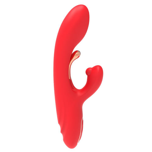 9-Mode Waterproof Rechargeable Red Silicone Vibrator with Targeted Stimulating Arm and Clitoral Stimulator