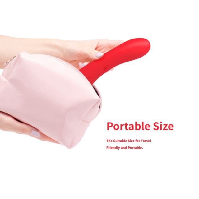 9-Mode Waterproof Rechargeable Red Silicone Vibrator with Targeted Stimulating Arm