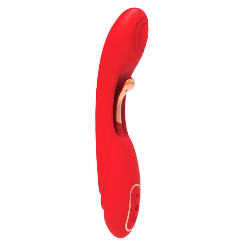 9-Mode Waterproof Rechargeable Red Silicone Vibrator with Targeted Stimulating Arm