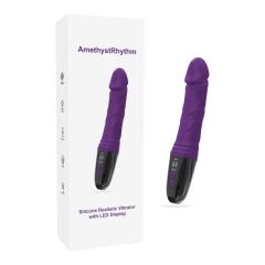 9.06'' Purple Silicone Realistic Vibrator – 12 Vibration Modes, LED Display, USB-Magnetic Rechargeable, Waterproof