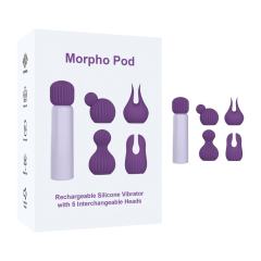3.55" Purple Rechargeable Silicone Clitoral Vibrator – 10 Vibrating Modes with 5 Interchangeable Heads