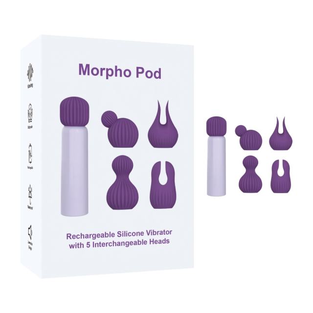 3.55" Purple Rechargeable Silicone Clitoral Vibrator – 10 Vibrating Modes with 5 Interchangeable Heads