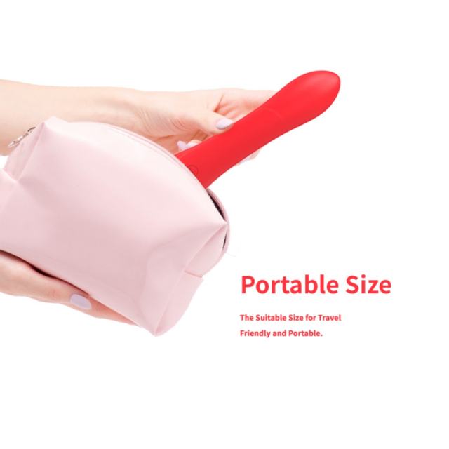 9-Mode Waterproof Rechargeable Red Silicone Vibrator with Targeted Stimulating Arm and Clitoral Stimulator