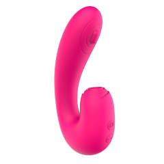 5.79" Magenta Rechargeable Silicone Rabbit Vibrator – 10 Vibrating + 10 Sucking + 10 Tapping Modes Triple Stimulation Design