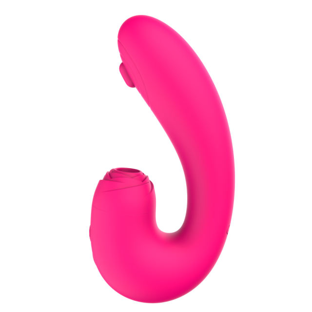 5.79" Magenta Rechargeable Silicone Rabbit Vibrator – 10 Vibrating + 10 Sucking + 10 Tapping Modes Triple Stimulation Design
