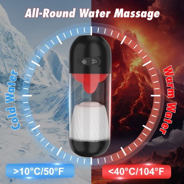 8.59" Red & White Rechargeable Silicone App-Controlled Masturbator – 9 Vibrating + 9 Tongue-Licking Modes Interactive Design
