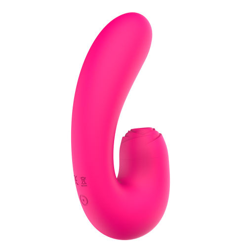 5.79" Magenta Rechargeable Silicone Rabbit Vibrator – 10 Vibrating + 10 Sucking + 10 Tapping Modes Triple Stimulation Design