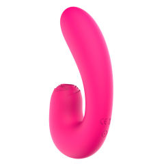 5.79" Magenta Rechargeable Silicone Rabbit Vibrator – 10 Vibrating + 10 Sucking + 10 Tapping Modes Triple Stimulation Design
