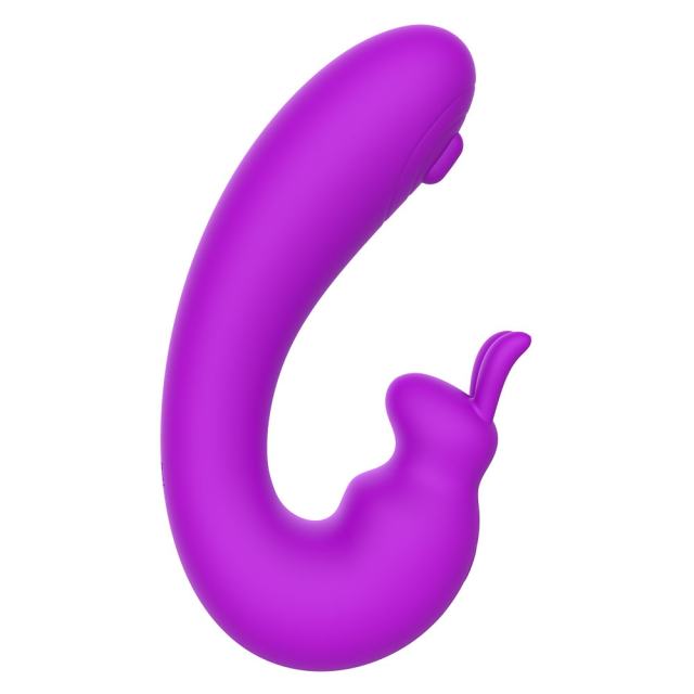 5.79" Purple Rechargeable Silicone Rabbit Vibrator – 10 Vibrating + 10 Tapping Modes Triple Stimulation Design