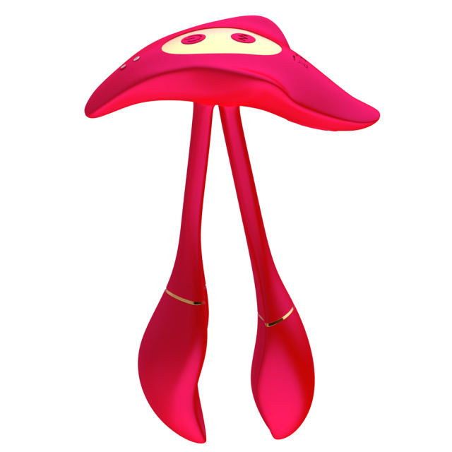 5.32" Red Rechargeable Silicone App-Controlled Dual Tip Vibrator – 9 Vibrating Modes