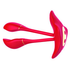 5.32" Red Rechargeable Silicone App-Controlled Dual Tip Vibrator – 9 Vibrating Modes