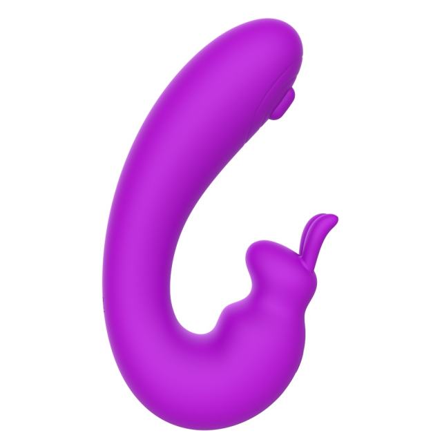 5.79" Purple Rechargeable Silicone Rabbit Vibrator – 10 Vibrating + 10 Tapping Modes Triple Stimulation Design