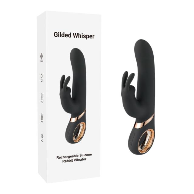 Customizable 9.06" Black Rechargeable Silicone Rabbit Vibrator – 13 Vibrating + 3 Swinging Modes Dual Stimulation Design