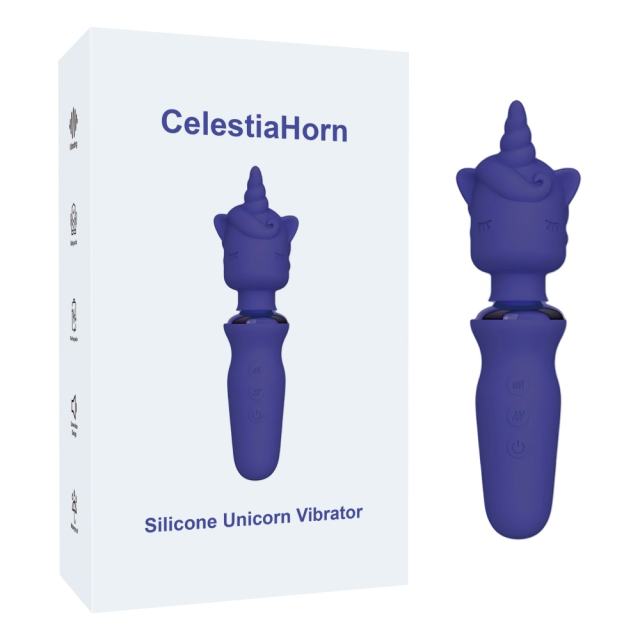 Customizable 7.29" Purple Rechargeable Silicone Unicorn Vibrator – 20 Vibrating Modes Fantasy Design