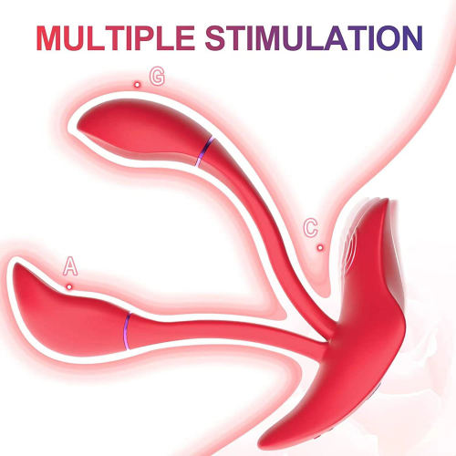 5.32" Red Rechargeable Silicone App-Controlled Dual Tip Vibrator – 9 Vibrating Modes