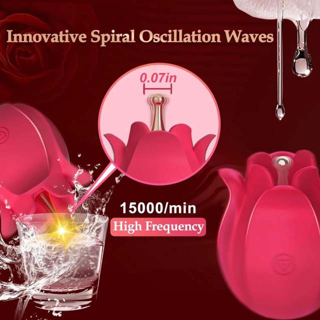 Red Rechargeable Silicone Rose Vibrator – 10 Vibrating Modes with 2 Interchangeable Caps