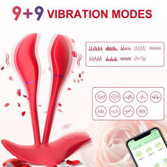 5.32" Red Rechargeable Silicone App-Controlled Dual Tip Vibrator – 9 Vibrating Modes