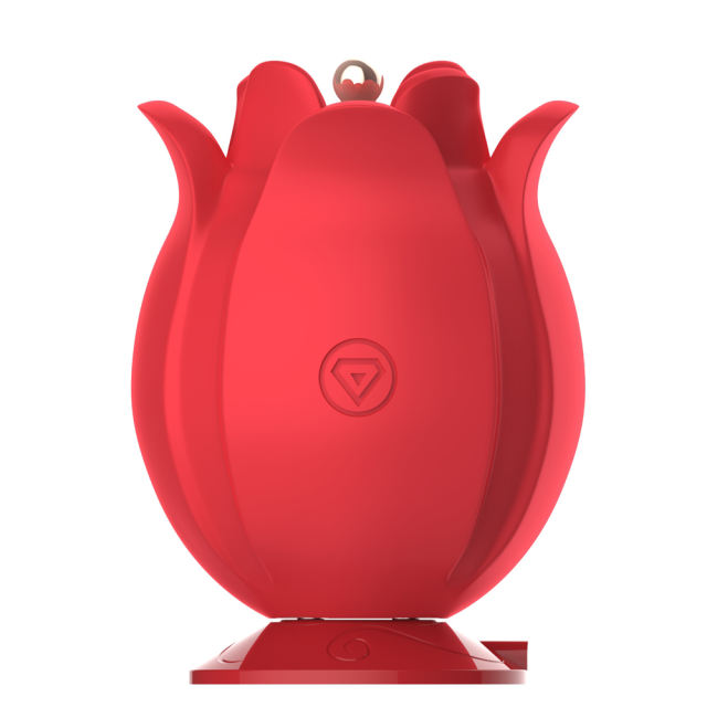 Red Rechargeable Silicone Rose Vibrator – 10 Vibrating Modes with 2 Interchangeable Caps