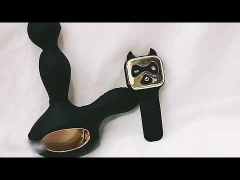 Customizable 5.71" Black Rechargeable Silicone Prostate Massager – 10 Vibrating + 3 Rotating Modes with Heating &amp; Remote Control