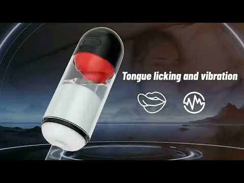 8.59" Red & White Rechargeable Silicone App-Controlled Masturbator – 9 Vibrating + 9 Tongue-Licking Modes Interactive Design