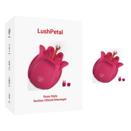 Red Rechargeable Silicone Rose Vibrator – 10 Vibrating Modes with 2 Interchangeable Caps