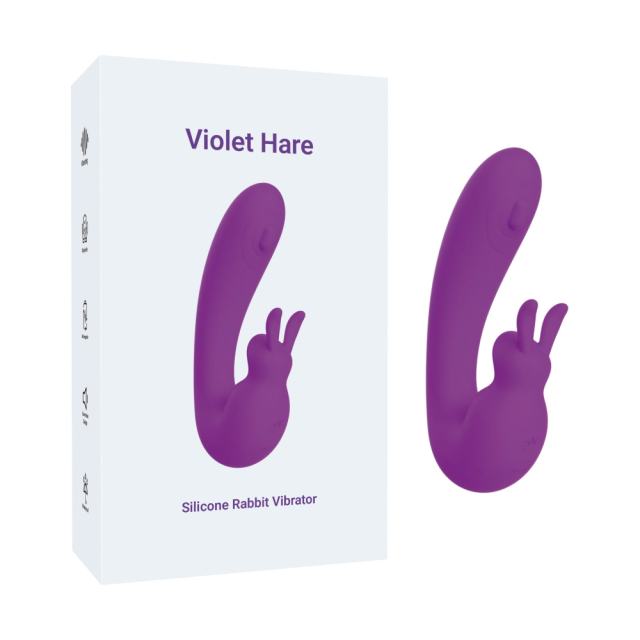 Customizable  5.79" Purple Rechargeable Silicone Rabbit Vibrator – 10 Vibrating + 10 Tapping Modes