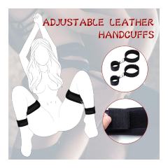 Black Bed Restraints Set with Handcuffs