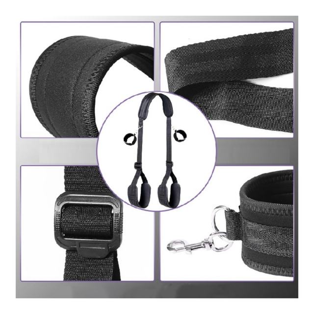 Black Bed Restraints Set with Handcuffs