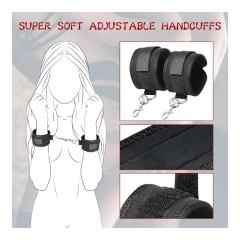 Black Bed Restraints Set with Handcuffs